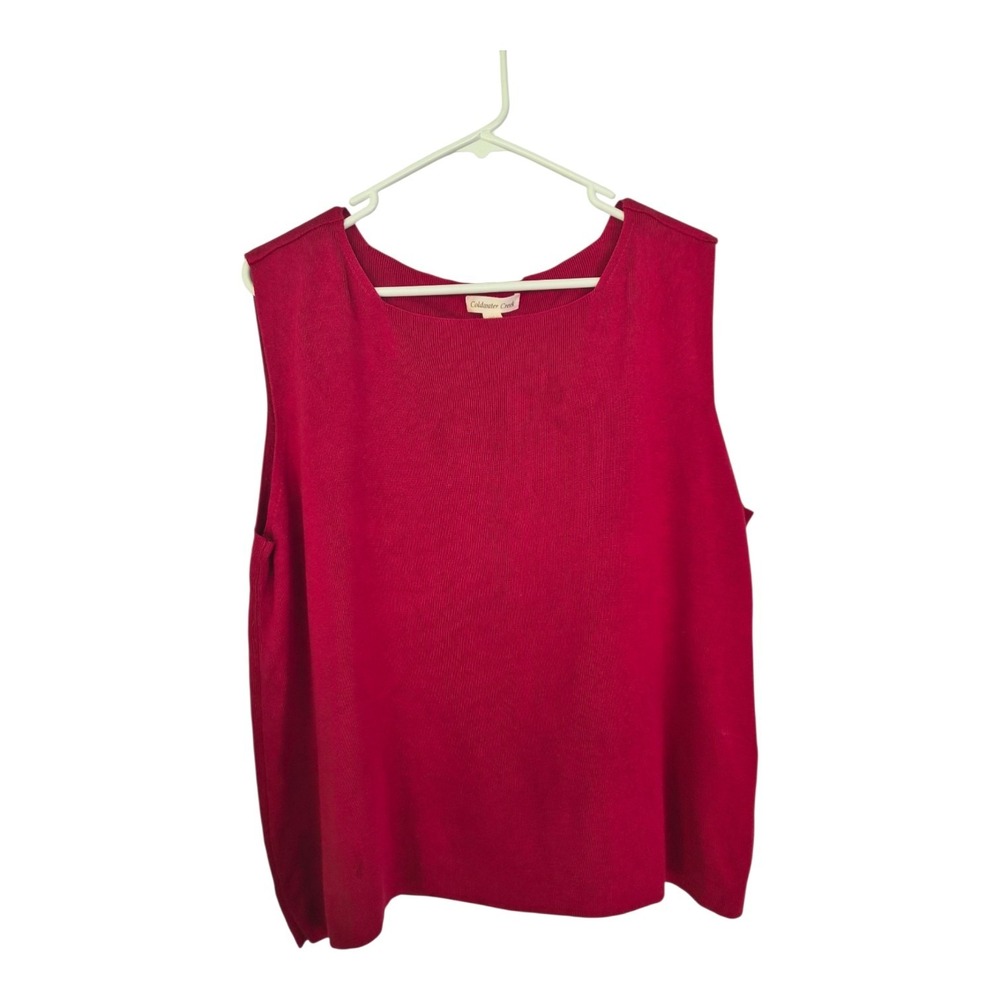 Coldwater Creek Silk Cotton Sweater Tank 2X Red Sleeveless Shell Plus Size